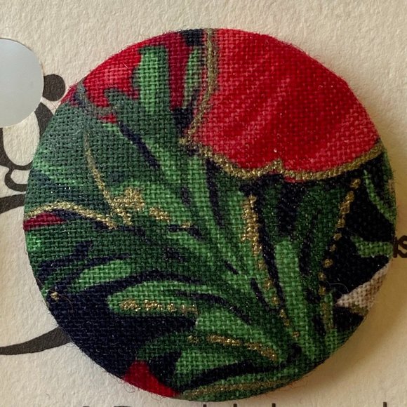 Vintage Artisan Floral Fabric Pierced Earrings - Picture 5 of 8